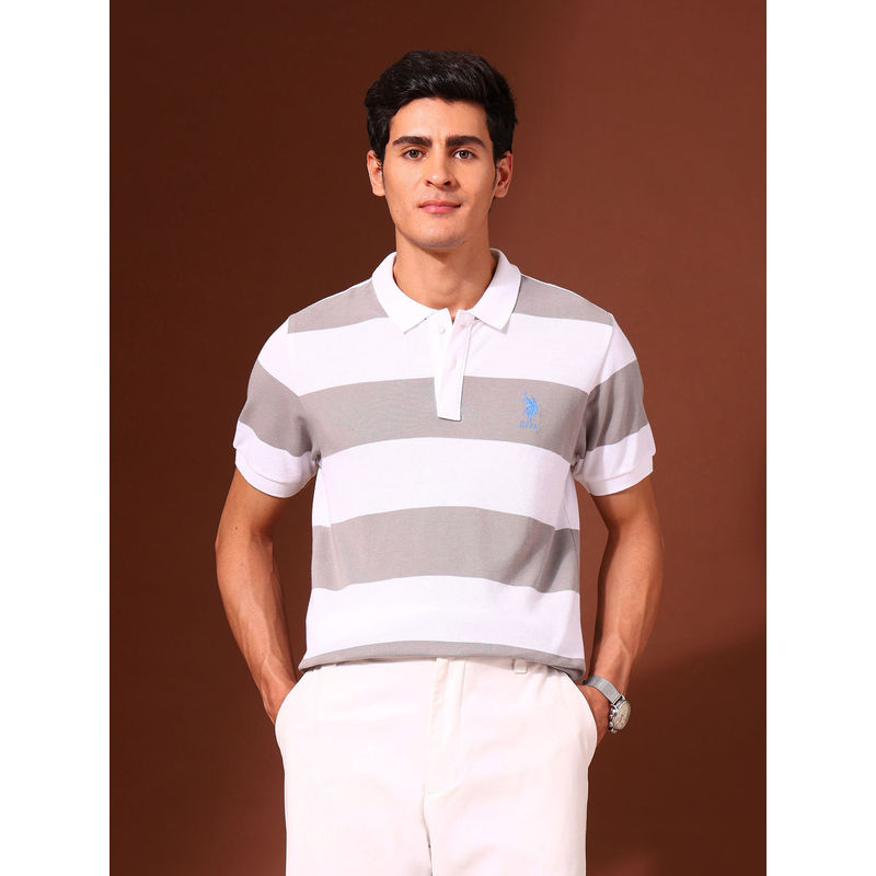 U.S. POLO ASSN. Association Men's Horizontal Striped Work and Wander Polo T-shirt (S)