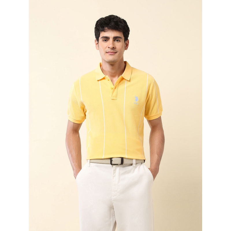 U.S. POLO ASSN. Association Men's Vertical Striped Summer Splash Polo T-shirt (M)
