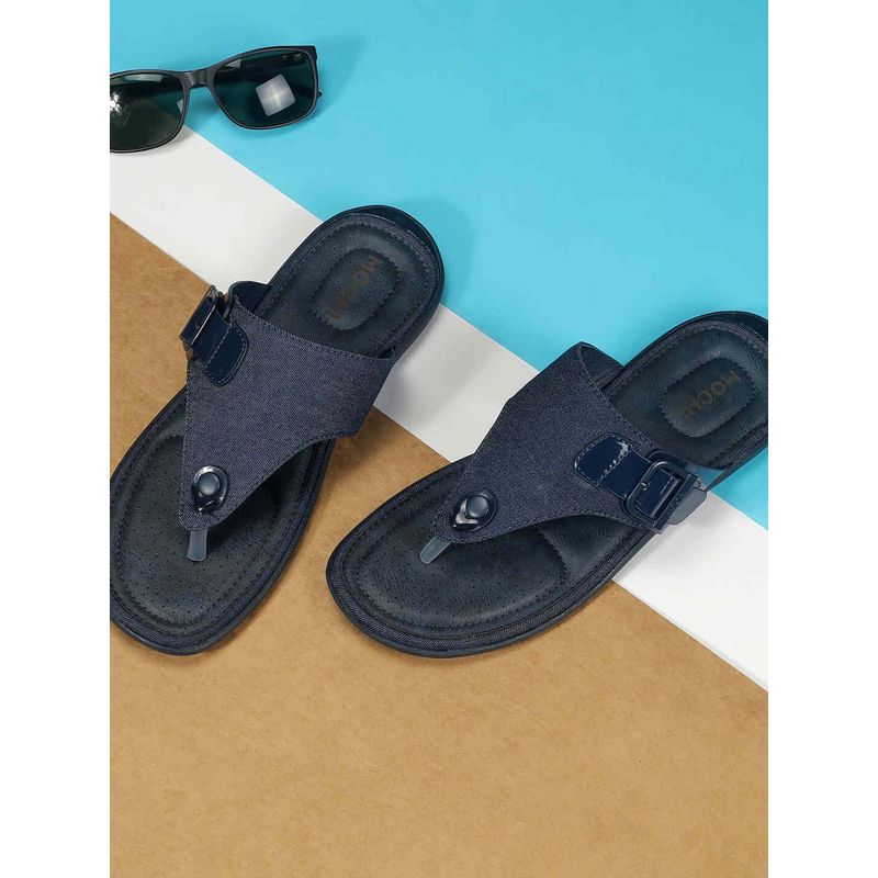 Mochi Mens Blue Open Casual - Sandals with Flat sole (EURO 40)
