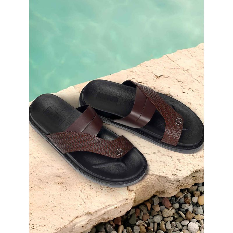 Metro Mens Brown Open Casual - Sandals with Flat sole (EURO 40)