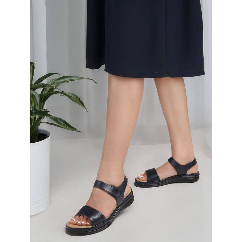 Carlton London Women Blue Adjustable Comfort Strap Sandals (EURO 36)