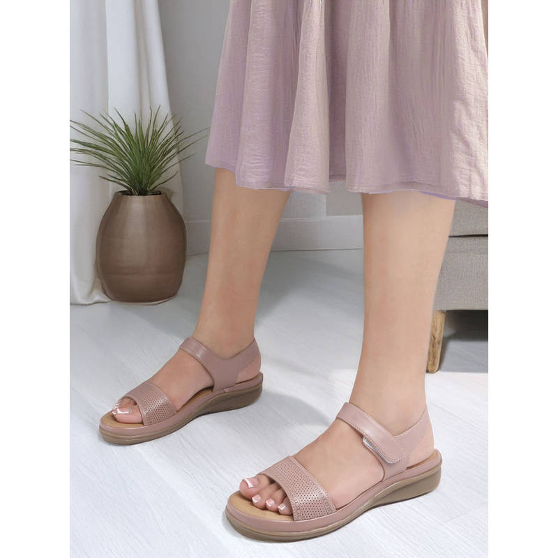 Carlton London Women Nude Adjustable Comfort Strap Sandals (EURO 36)