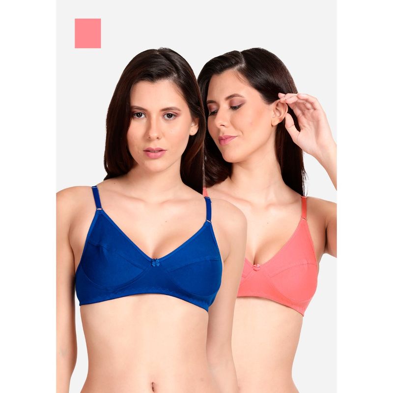 Shyaway Shyle Non Padded Seamed Everyday Bra Multicolor (Pack of 2) (32B)