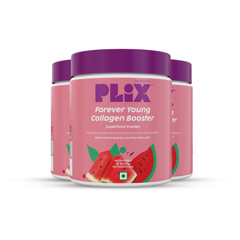 Plix Plant-Based Collagen Builder, Advanced Anti-Ageing Formula - Watermelon (Pack of 3)