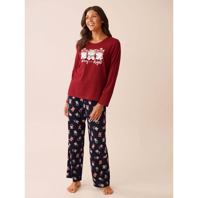 La Vie En Rose Blue Cotton T-Shirt with Pyjama (M)