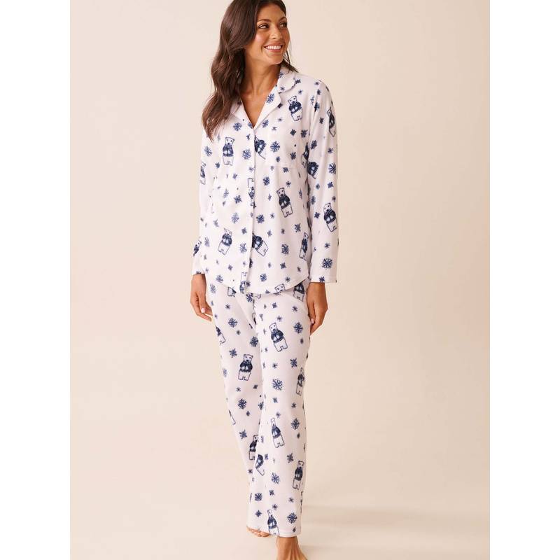 La Vie En Rose White Polyester Shirt with Pyjama (M)