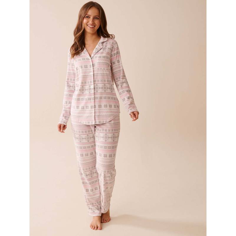La Vie En Rose Grey Polyester Shirt with Pyjama (M)