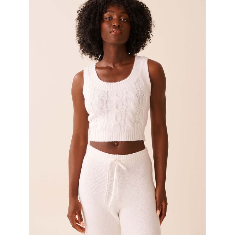 La Vie En Rose White Acrylic Blend Camisole (M)