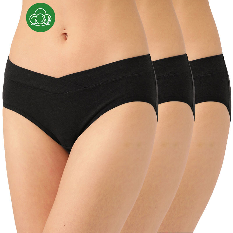 Inner Sense Women's Organic Cotton Antimicrobial Maternity Panty (pack Of 3) - Black (L)