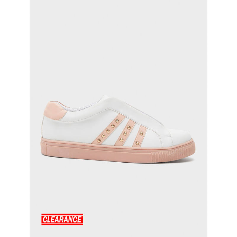 IYKYK by Nykaa Fashion Audrey Uber Chic White & Blush Pink Sneakers (EURO 38)