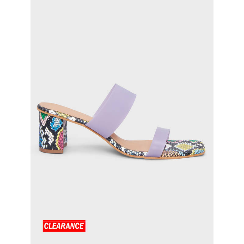 IYKYK by Nykaa Fashion Lavender Feeling Bold Snake Print Block Heels (EURO 37)
