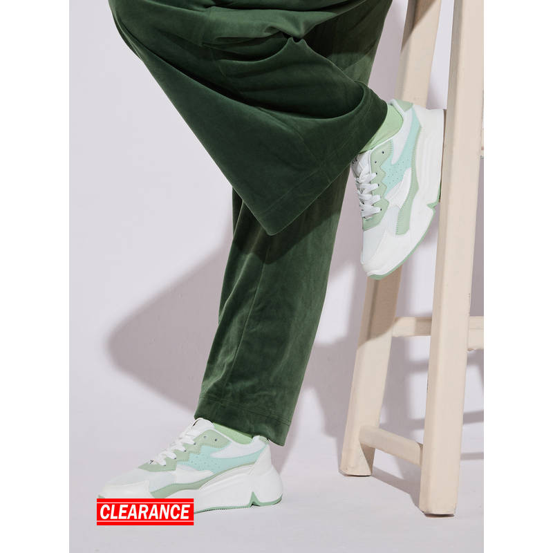 IYKYK by Nykaa Fashion Classic Colette White and Green Sneakers (EURO 39)