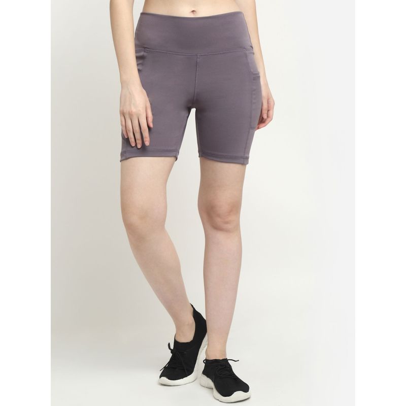EVERDION Lavender High Waisted Side Pocket Cycling Shorts (XL)