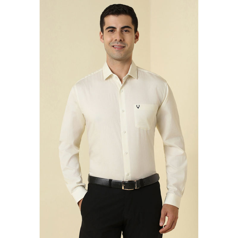 Allen Solly Men Cream Print Full Sleeves Formal Shirt (38)