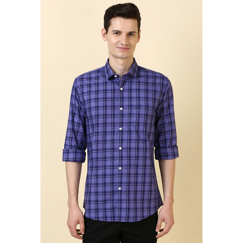 Allen Solly Men Purple Checks Full Sleeves Casual Shirt (40)