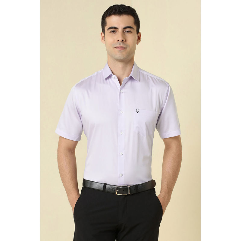 Allen Solly Men Lavender Solid Half Sleeves Formal Shirt (38)