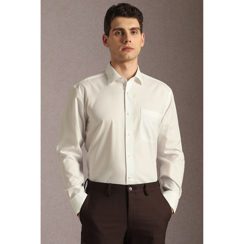 Louis Philippe Men Off White Textured Full Sleeves Formal Shirt (39)