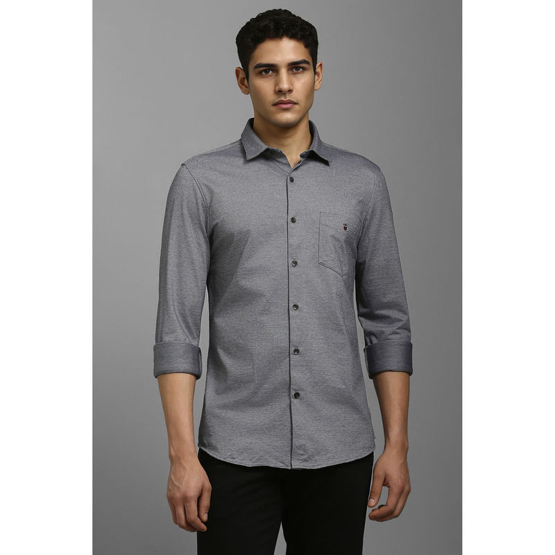 Louis Philippe Men Grey Textured Full Sleeves Casual Shirt (42)