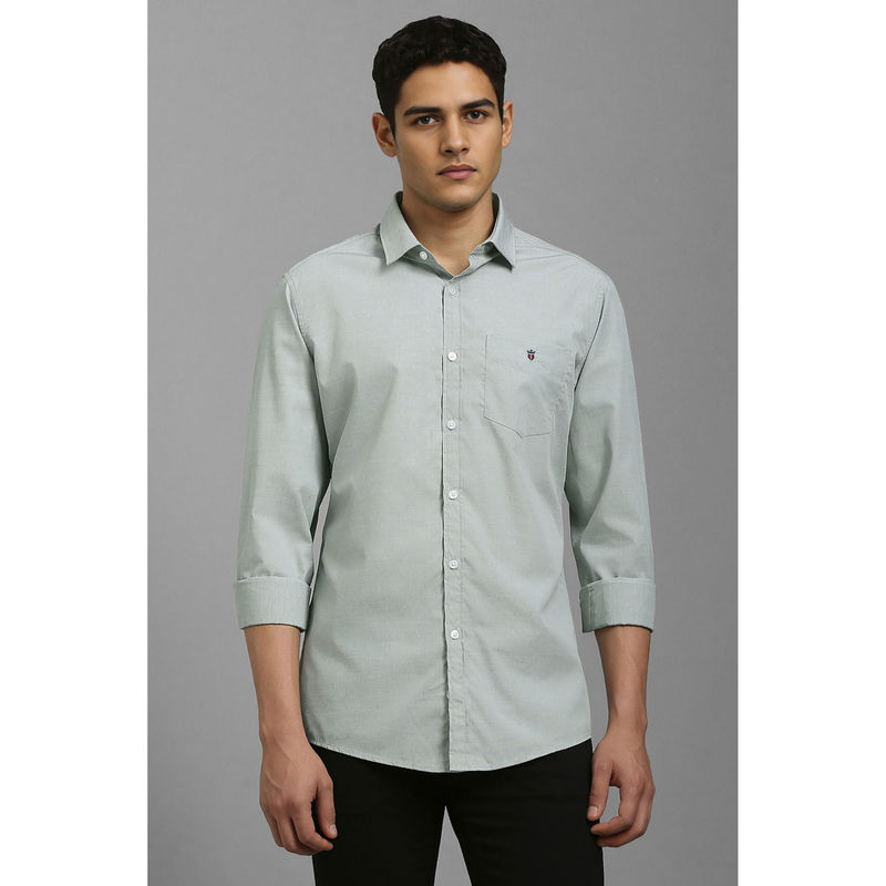 Louis Philippe Men Sage Green Textured Full Sleeves Casual Shirt (42)