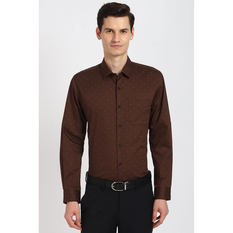 Peter England Men Brown Full Sleeves Formal Shirt (44)