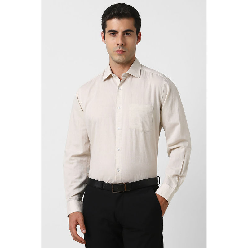 Van Heusen Men Off White Solid Full Sleeves Formal Shirt (39)