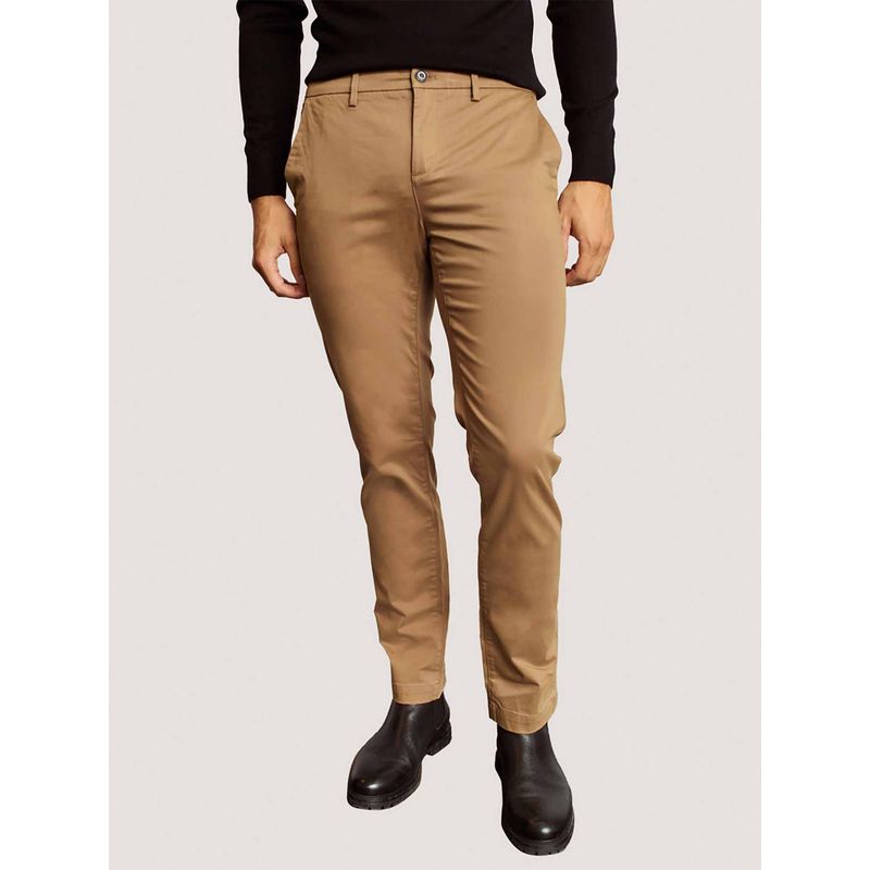 Bruun & Stengade Men Beige Solid Regular Fit Flat-Front Trouser (30)