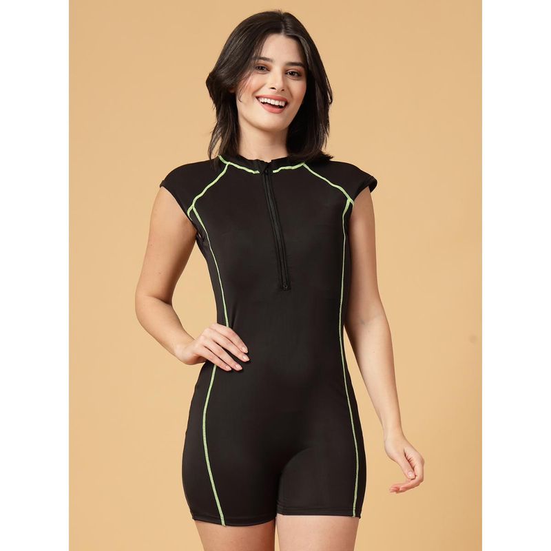 Cukoo Padded Black Solid Swimsuit (S)