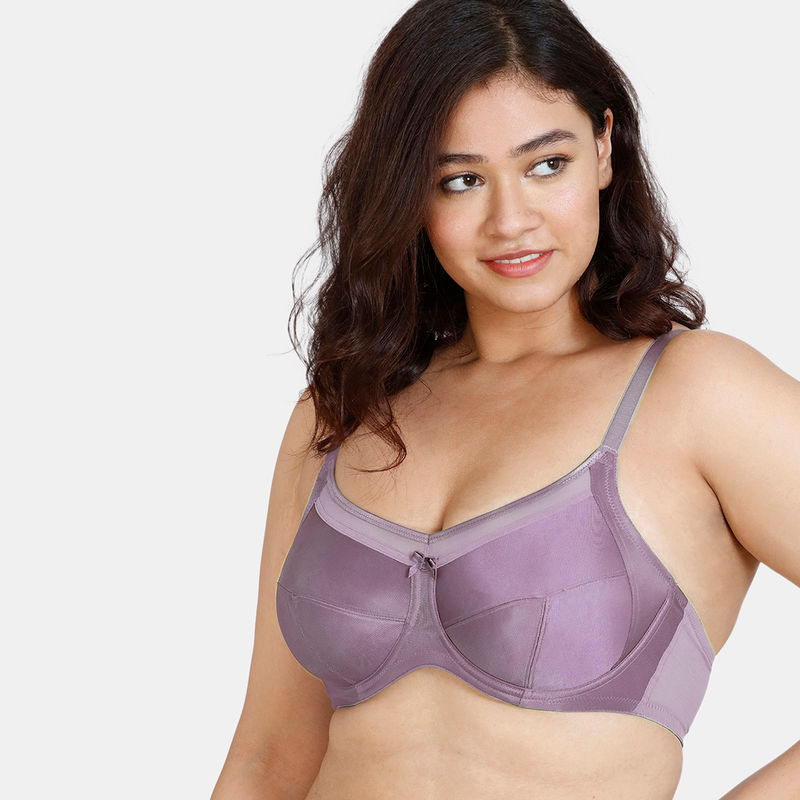 Zivame Double Layered Wired Full Coverage Supper Support Bra - Elderberry (42E)