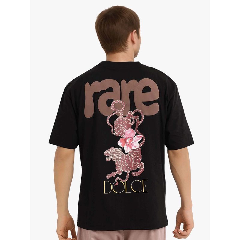 Rare Rabbit Cheers Black Graphic Print Oversized T-shirt (2XL)