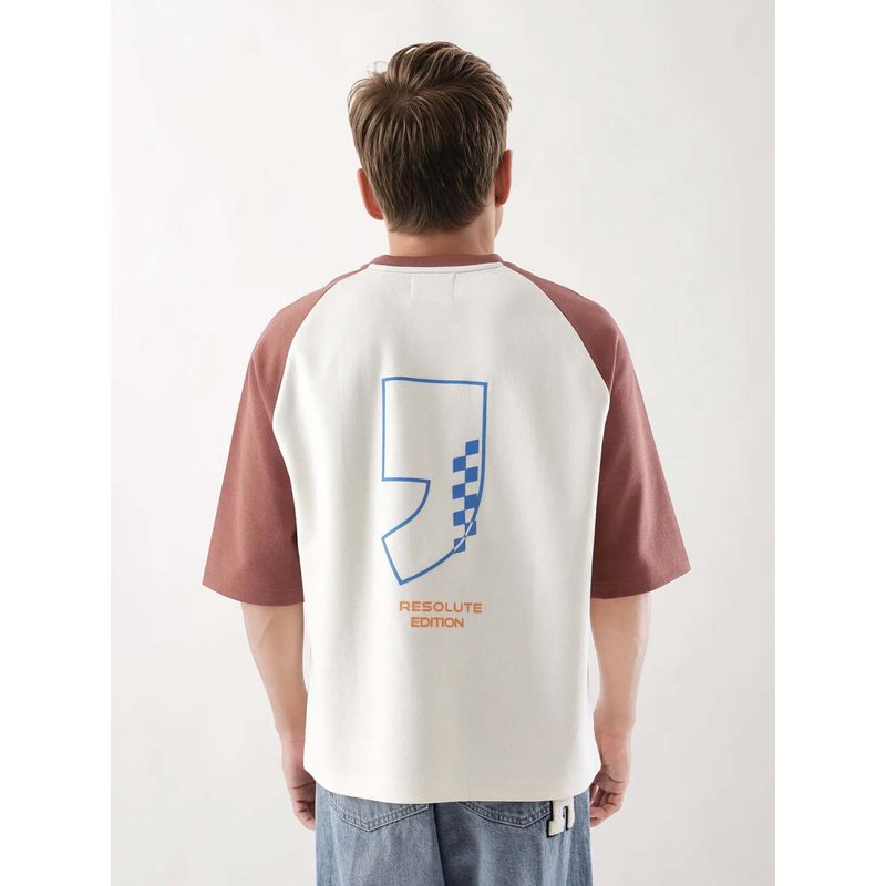 Rare Rabbit Revalo Rust Graphic Print Oversized T-shirt (XL)