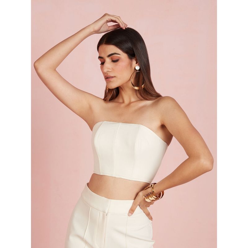 RSVP by Nykaa Fashion Off White Solid Tube Corset Top (2XL)