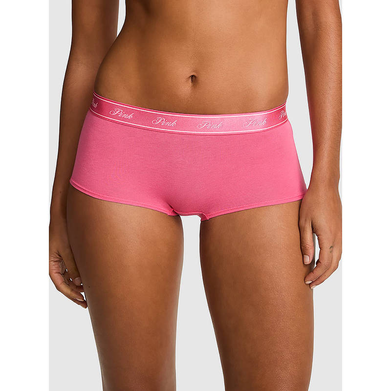 Victoria's Secret Pink Typography Cotton Blend Regular Boyshorts (L)