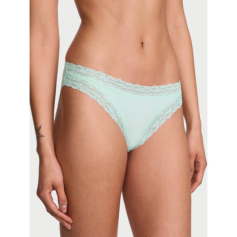 Victoria's Secret Green Self Design Cotton Blend Regular Bikini Panty (XL)