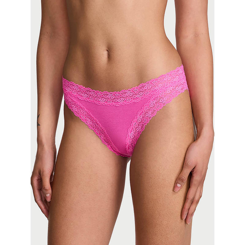 Victoria's Secret Pink Self Design Cotton Blend Regular Bikini Panty (S)