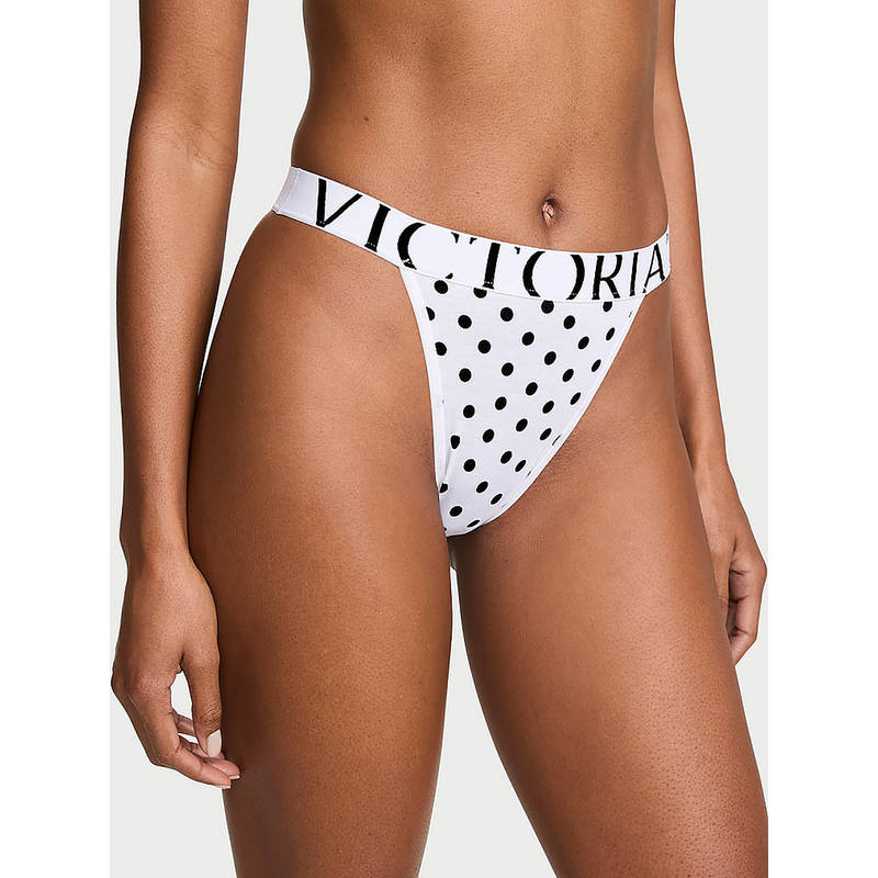 Victoria's Secret White Polka Dots Cotton Blend Regular Brief (XS)