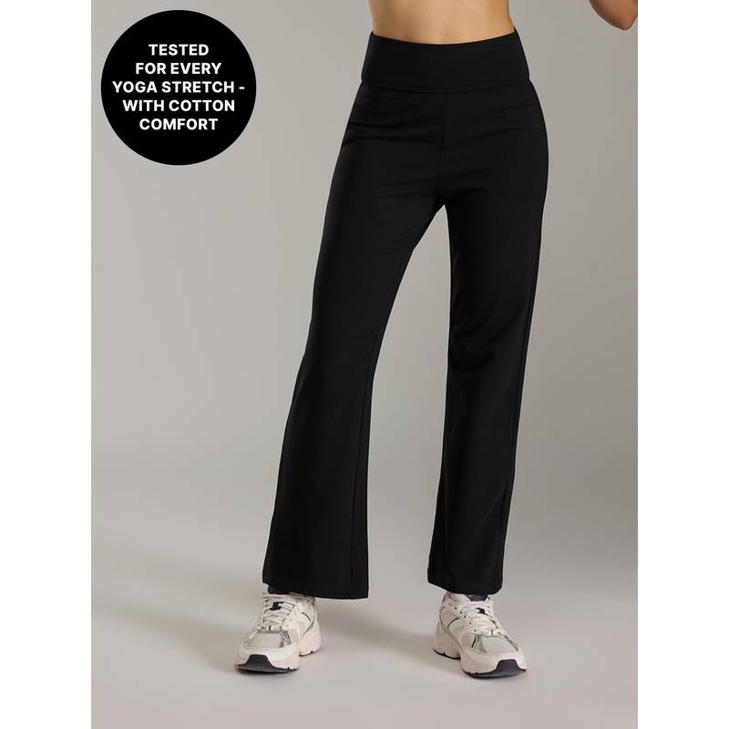 Kica Everyday Cotton Yoga Pants - Straight Fit, KIC503 -BLACK (S)