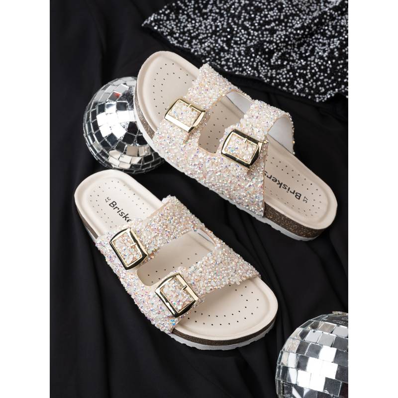 Briskers Women White Slip On Sandals (EU 37)