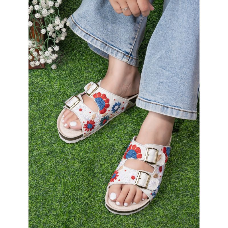Briskers Women White Slip On Sandals (EU 36)