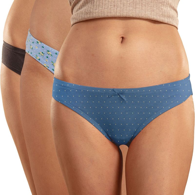 Nykd by Nykaa Bikini Panty with Covered Elastic-NYP112-Assortment 5 Multi-Color (Pack of 3) (L)