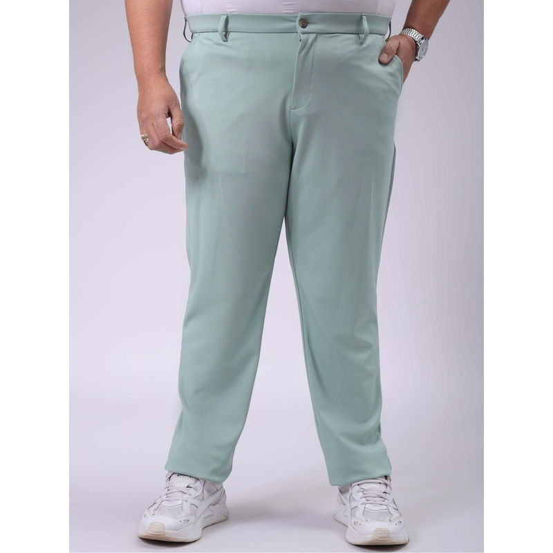 Hardsoda By The Indian Garage Co Men Plus Size Solid Stretchable Chinos Green (40)