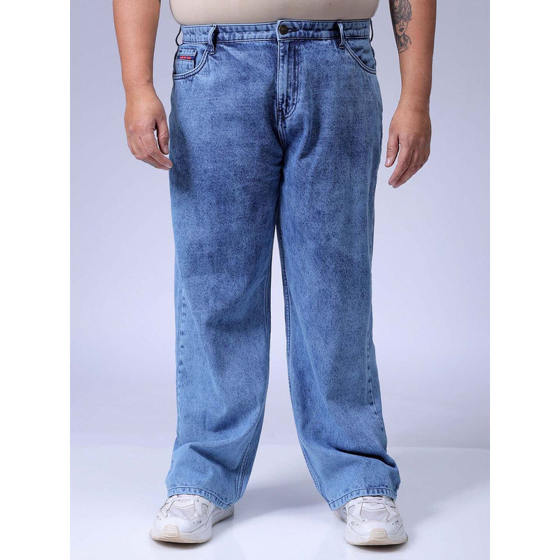 Hardsoda By The Indian Garage Co Men Plus Size Solid Jeans Blue (38)