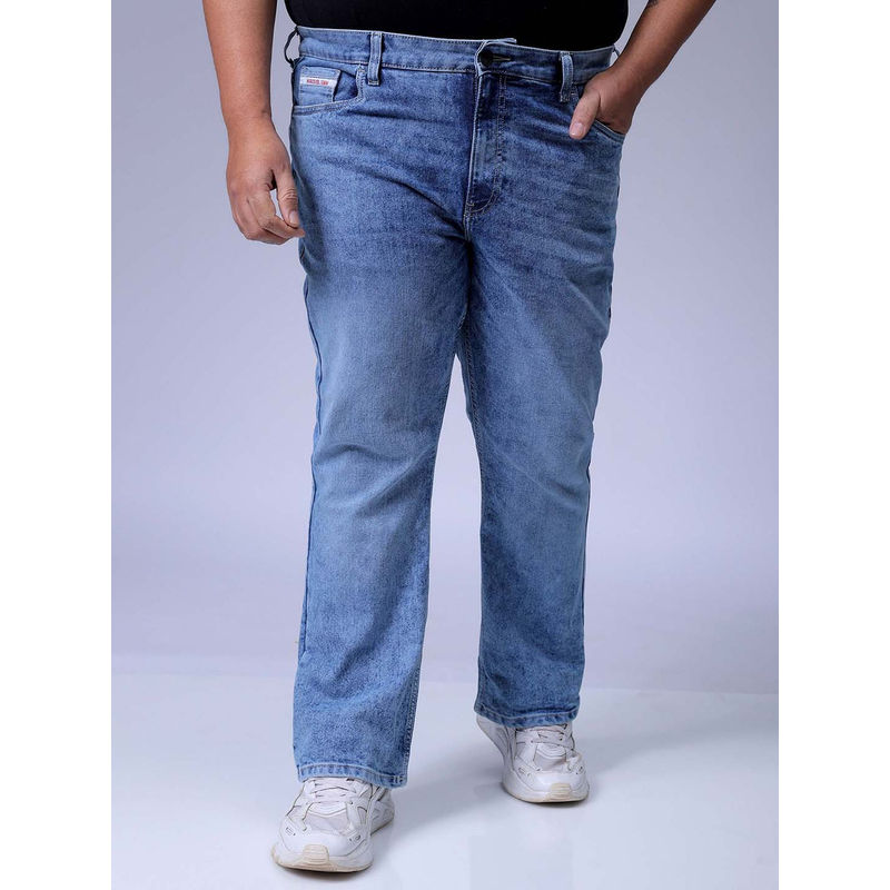 Hardsoda By The Indian Garage Co Men Plus Size Solid Stretchable Jeans Blue (46)