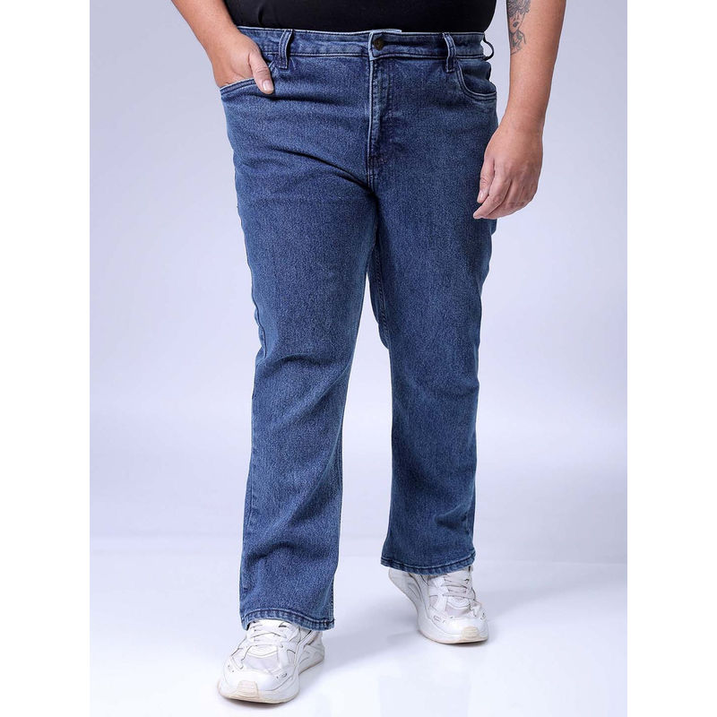 Hardsoda By The Indian Garage Co Men Plus Size Solid Stretchable Jeans Blue (42)