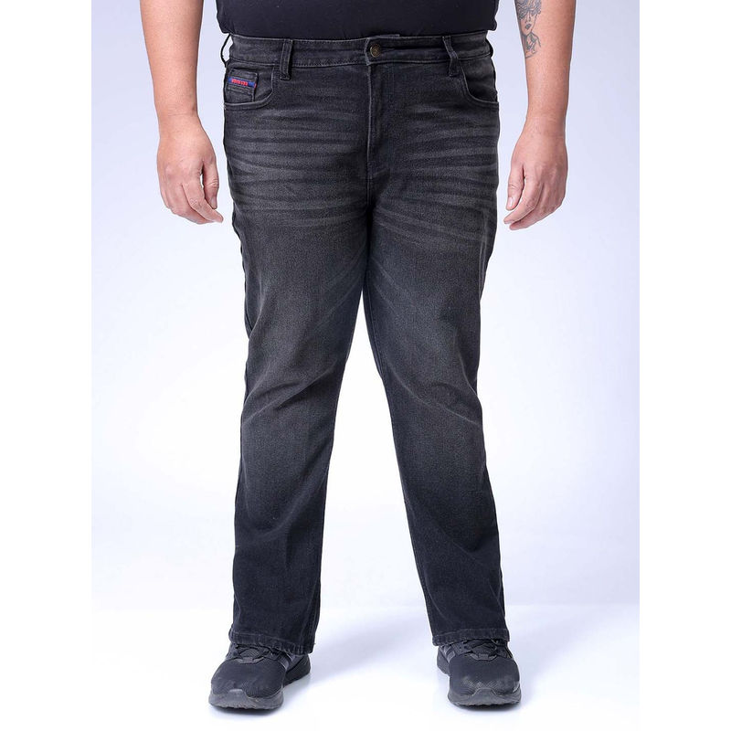 Hardsoda By The Indian Garage Co Men Plus Size Solid Stretchable Jeans Black (44)