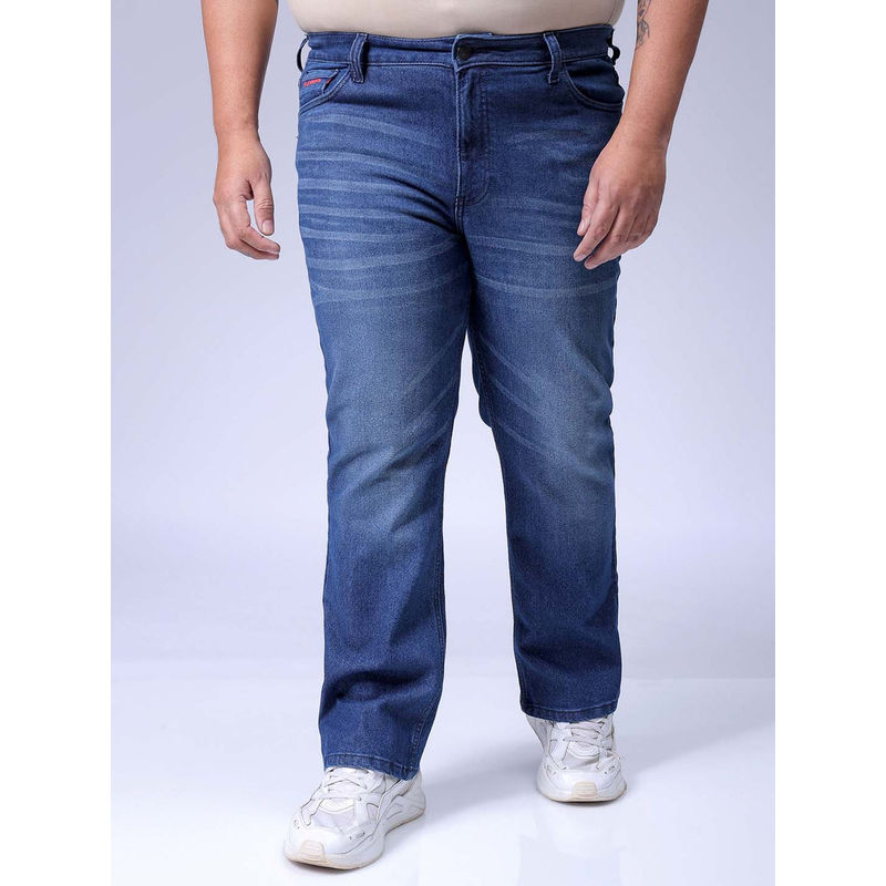 Hardsoda By The Indian Garage Co Men Plus Size Solid Stretchable Jeans Blue (38)