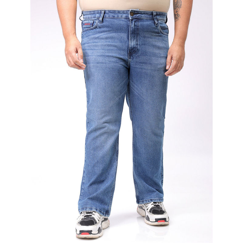 Hardsoda By The Indian Garage Co Men Plus Size Solid Stretchable Jeans Blue (46)