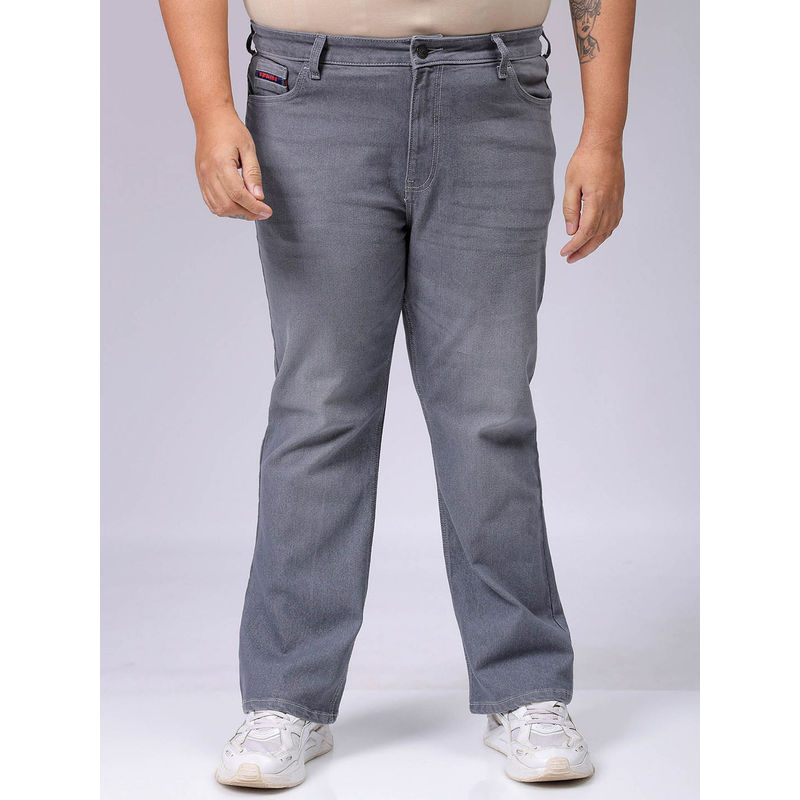 Hardsoda By The Indian Garage Co Men Plus Size Solid Stretchable Jeans Grey (40)