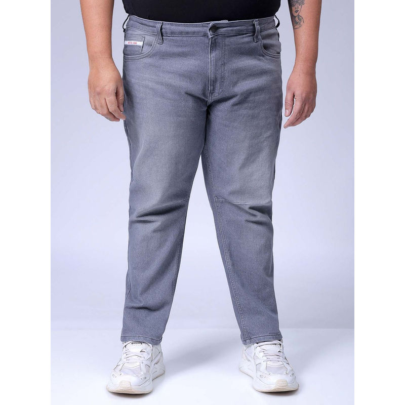 Hardsoda By The Indian Garage Co Men Plus Size Solid Stretchable Jeans Grey (38)