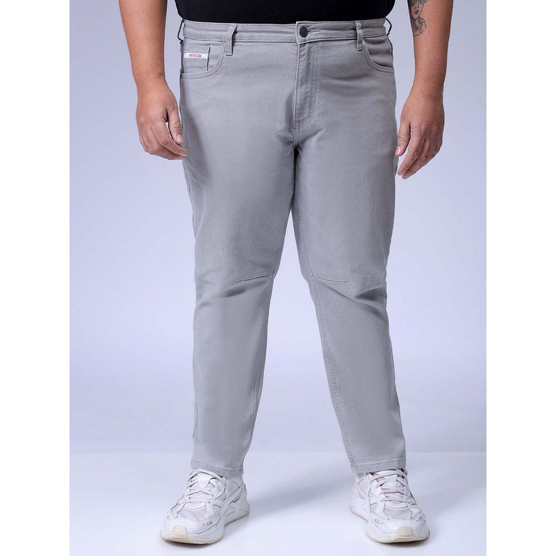 Hardsoda By The Indian Garage Co Men Plus Size Solid Stretchable Jeans Grey (44)