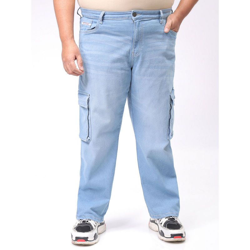 Hardsoda By The Indian Garage Co Men Plus Size Solid Stretchable Denim Jeans Blue (42)